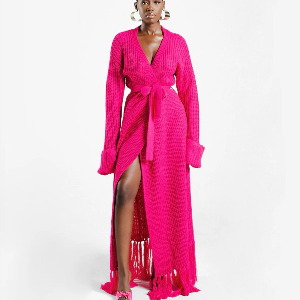 Brand new! XXS/XS Hanifa Miya Knit Cardigan Dress in Magenta Pink